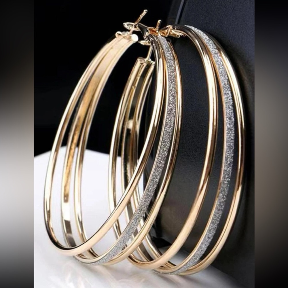 Glitter layered hoop earrings